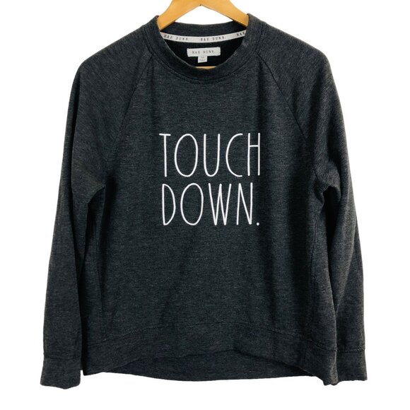 Rae Dunn Women's Touch Down Sweatshirt Sz Small Gray Lightweight Soft Cozy Warm - Picture 1 of 7